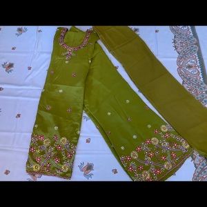 Simple Green kameez tunic with sequined pants